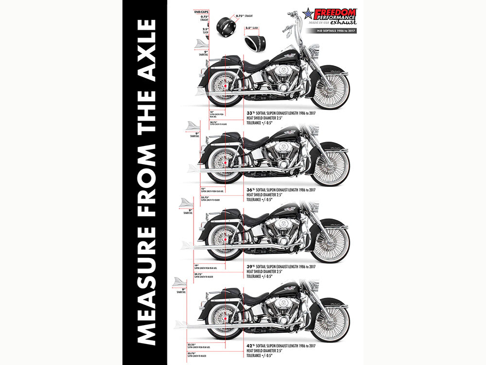 39in. True Dual SharkTail Exhaust - Chrome. Fits Softail 1997-2006