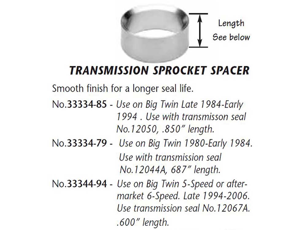 Main Drive Seal Spacer. Fits 5Spd Big Twin Late 1994-2006.