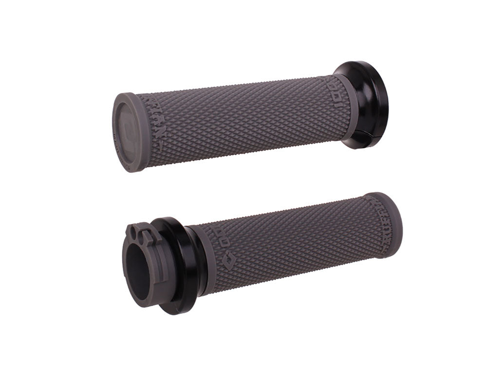 Ruffian Lock-On Handgrips - Graphite/Black. Fits H-D with Throttle Cable.