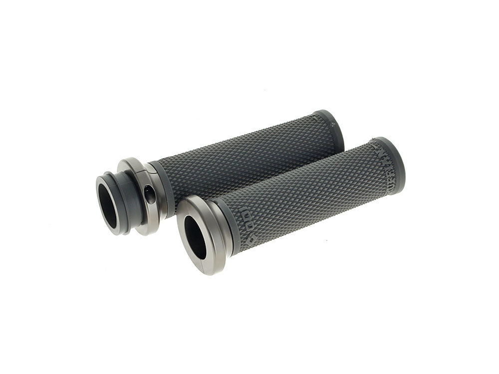Ruffian Lock-On Handgrips - Graphite/Gun Metal. Fits Big Twin 2008-2024 with Throttle-by-Wire