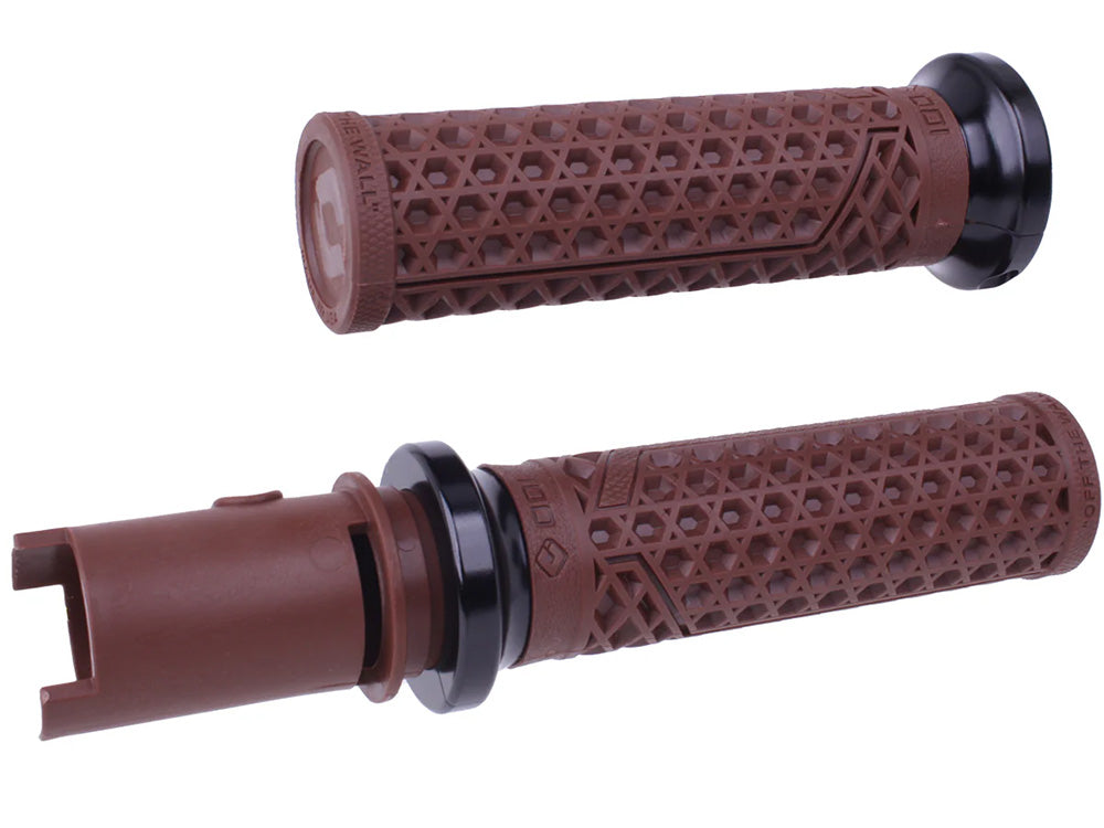 Vans Signature Lock-On Handgrips - Brown/Black. Fits CVO Touring 2023up, Street Glide & Road Glide 2024up, Touring 2025up & Softail 2025up