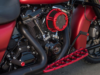 Knurled Fusion Footpegs - Red. Fits H-D.