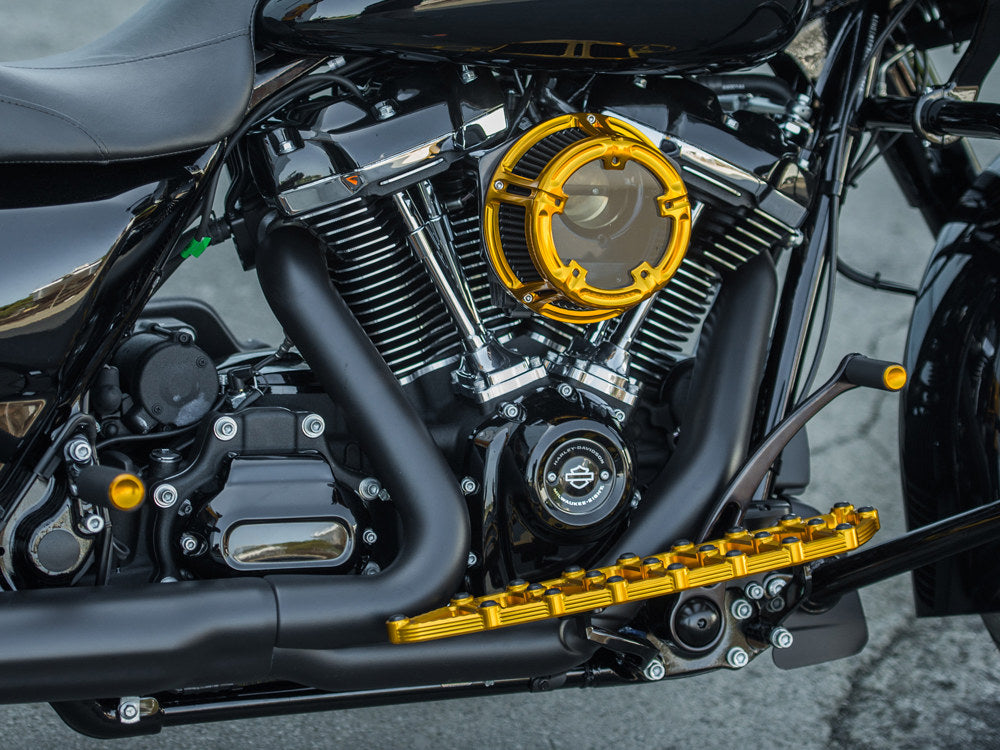 Knurled Fusion Footpegs - Gold. Fits H-D.