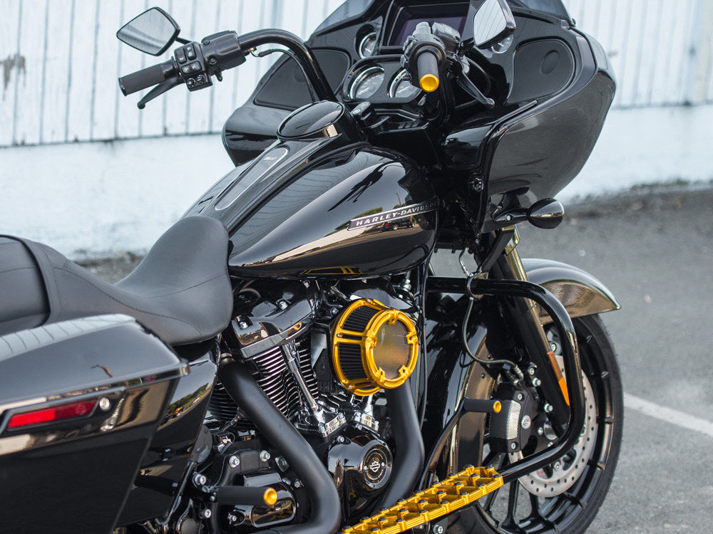 Knurled Fusion Footpegs - Gold. Fits H-D.