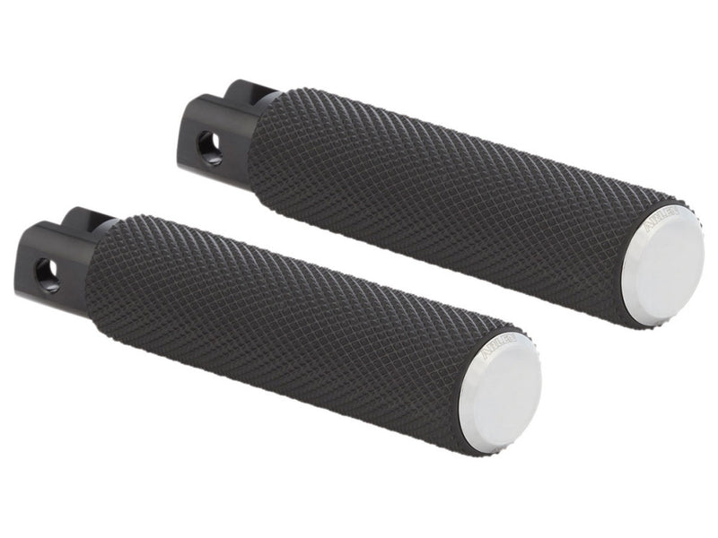 Knurled Fusion Footpegs - Chrome. Fits Softail 2018up Front Rider