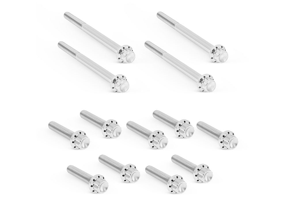 Titanium 12-Point Primary Cover Bolt Kit - Polished. Fits Softail 2007-2017 Non-240 Tyre Models & Touring 2017up