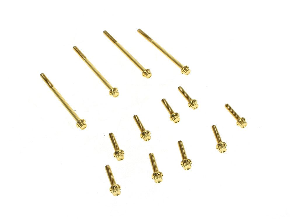 Titanium 12-Point Primary Cover Bolt Kit - Gold. Fits Softail 2007-2017 Non-240 Tyre Models & Touring 2017up