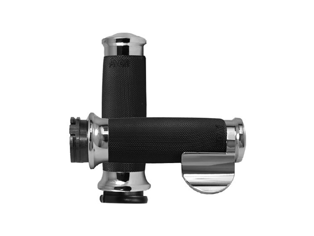 Custom Contour Handgrips with Throttle Boss - Chrome. Fits H-D with Throttle Cable.