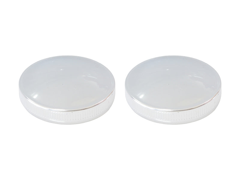 Early Style Fat Bob Fuel Caps - Chrome. Fits Big Twin 1936-1973 & Sportster 1958-1973.