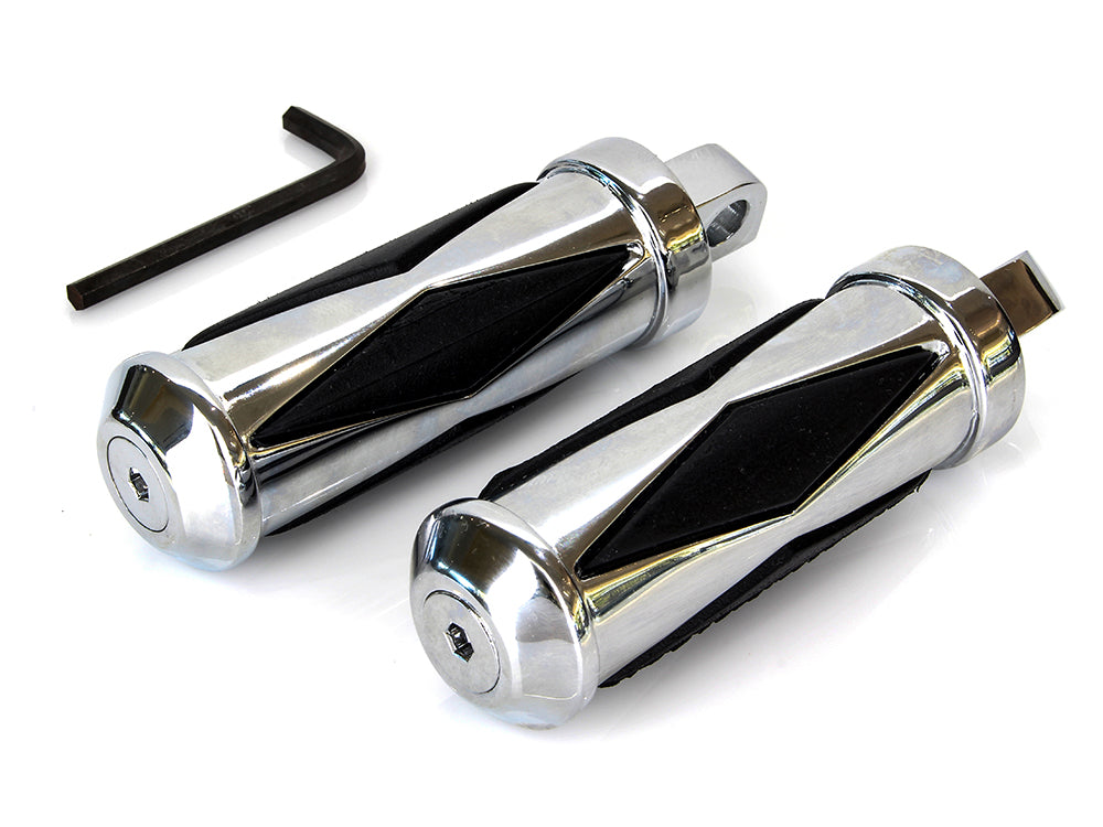 Small Diamond Style Footpegs with Male Mount - Chrome.
