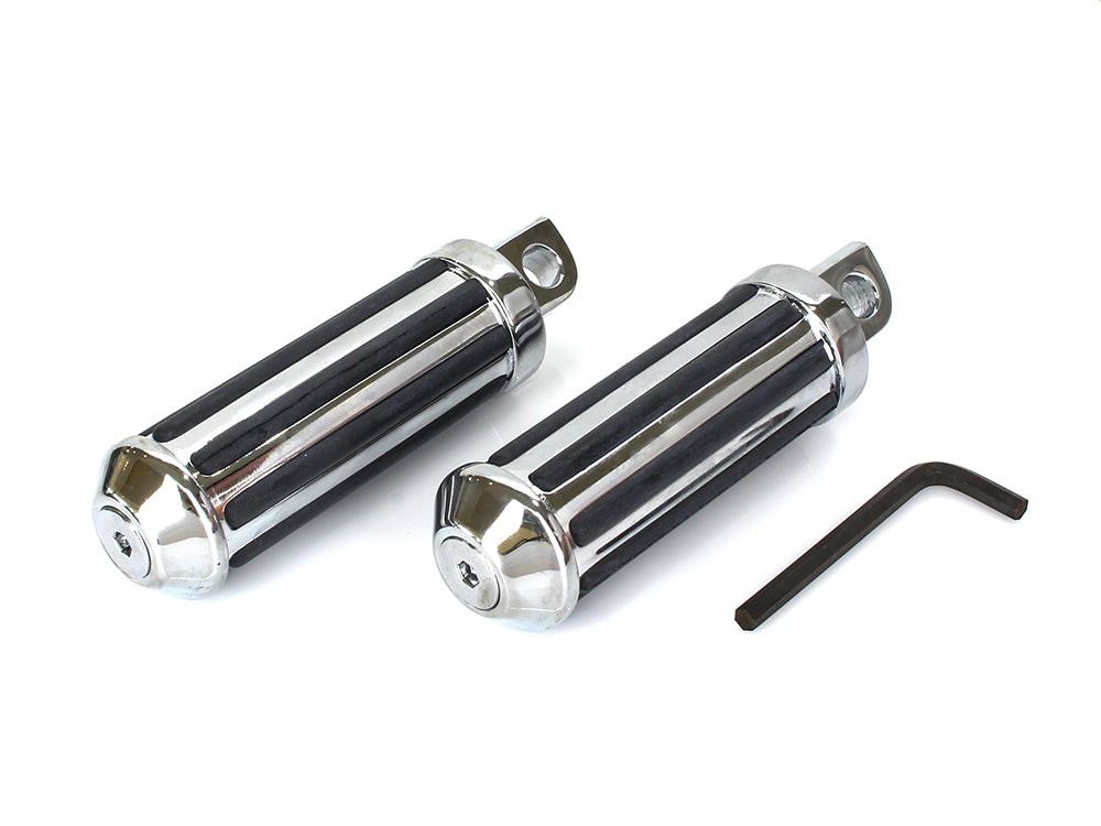 Small Rail Style Footpegs with Male Mount - Chrome.