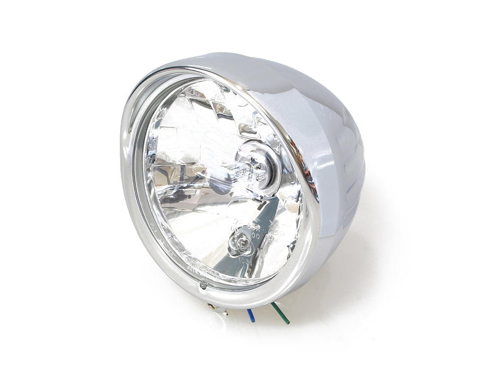 5-3/4in. Headlight with Ball Milled Shell & Peaked Visor with Bottom Mount - Chrome.