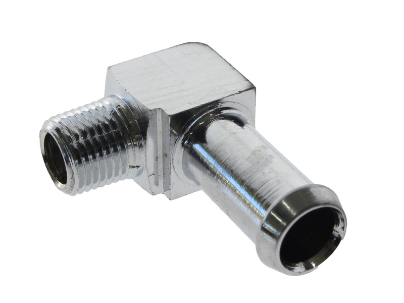 90 degree Elbow Oil Fitting with 1/8in. NPT Male Thread & 3/8in. Hose Fitting.