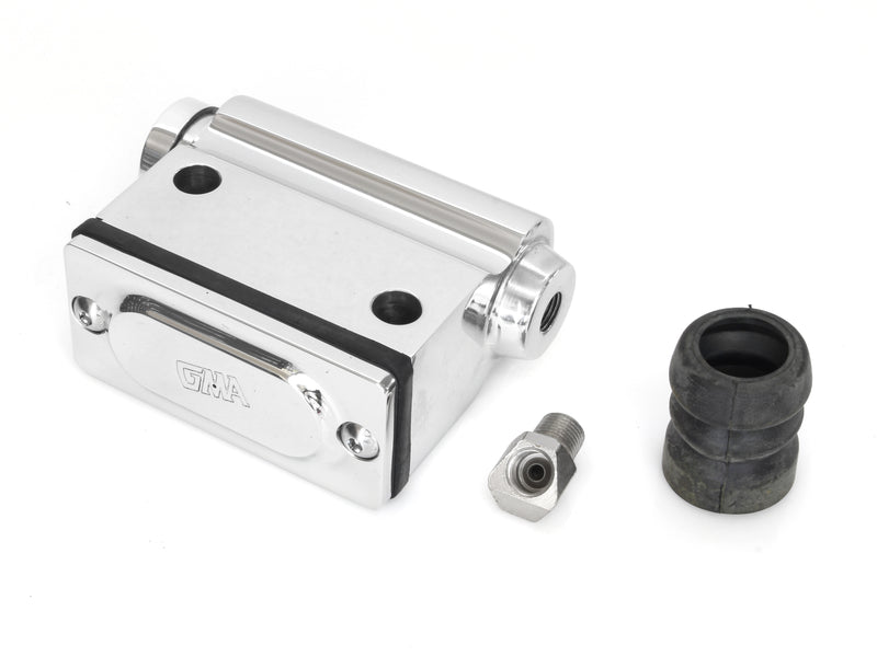Lockheed Style Rear Brake Master Cylinder - Chrome. Fits Big Twin 1973-1979 with Disc Brake.