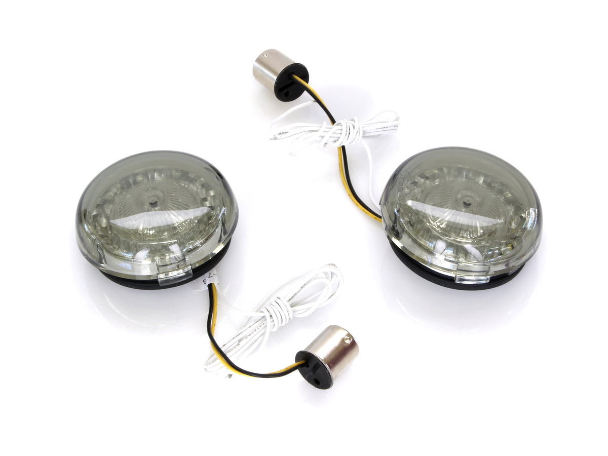 ProBeam LED Front Turn Signal Inserts. Amber Turn, White Run with Smoke Lenses. Fits most 2002up Models.