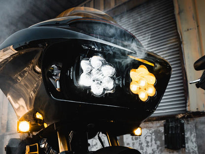 Shark Demon 2 Performance LED Headlight Kit - White & Yellow. Fits Road Glide 2015-2023