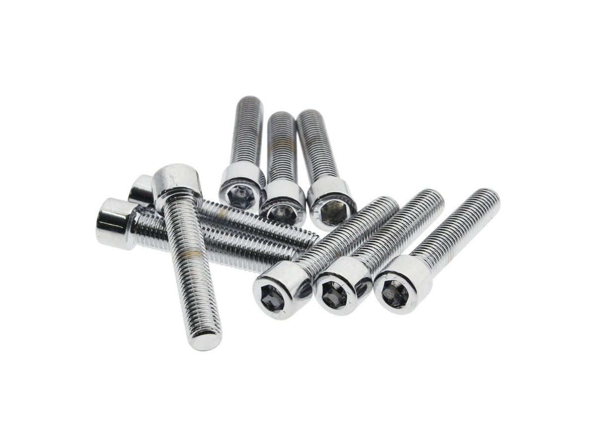 1/4-28 x 1-1/4in. UNF Polished Socket Head Allen Bolts - Chrome. Pack 10.