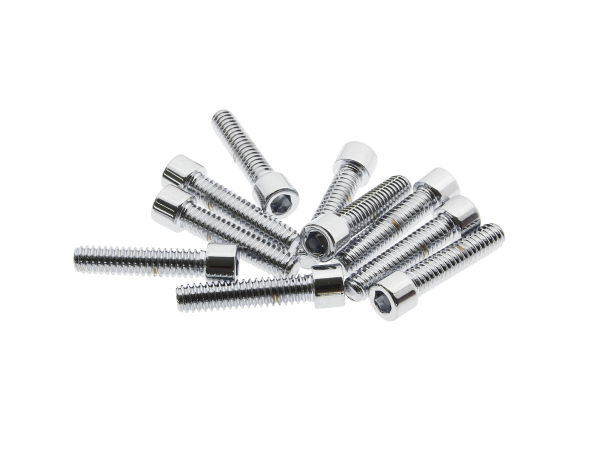 1/4-20 x 1-1/8in. UNC Polished Socket Head Allen Bolts - Chrome. Pack 10.