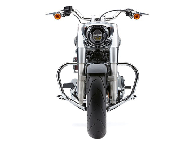 Engine Guard Freeway Bar - Chrome. Fits Softail Slim, Fat Bob, Deluxe, Sport Glide, Fat Boy, Heritage & Breakout 2018up.