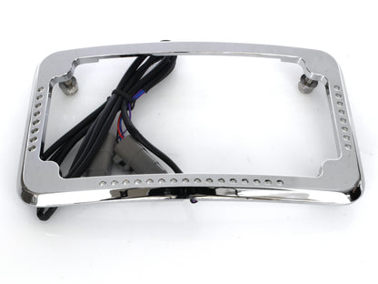 Curved Slick Signal Run, Turn, Brake & Number Plate Frame - Chrome. Fits Softail 2011-2017.