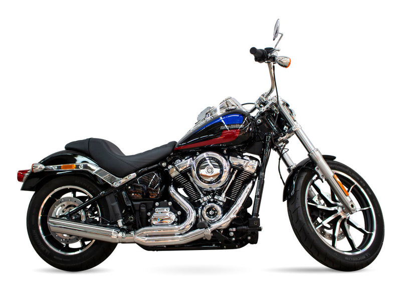 Low Cat 2-into-1 Exhaust - Chrome. Fits Softail 2025up Non-240 Tyre Models