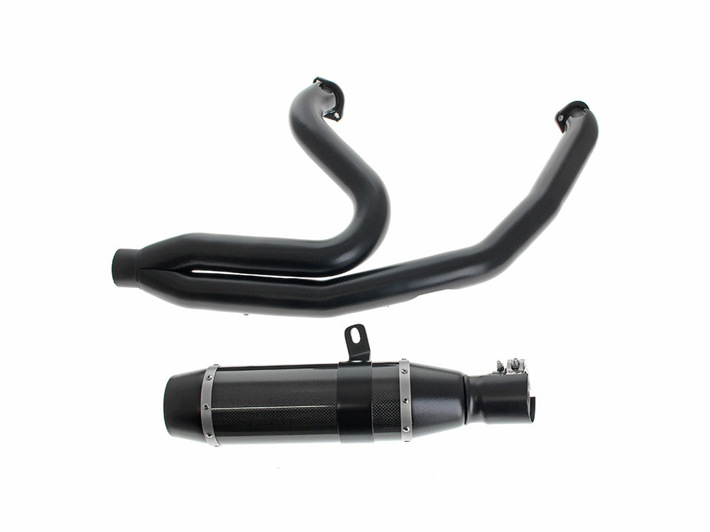 Bob Cat 2-into-1 Exhaust - Black with Carbon Fibre Sleeve Muffler. Fits Softail 2025up Non-240 Tyre Models