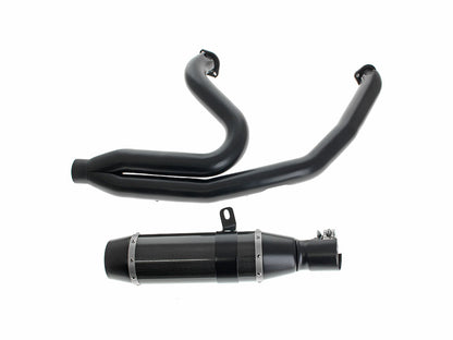 Bob Cat 2-into-1 Exhaust - Black with Carbon Fibre Sleeve Muffler. Fits Softail 2025up Non-240 Tyre Models