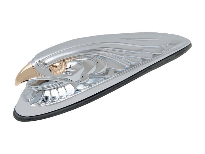 Small Eagle Head Front Fender Ornament - Chrome & Gold