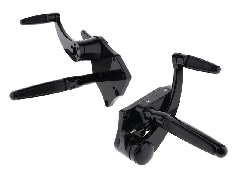 Standard Length Forward Controls with Folding Rubber Inlay Pegs - Black. Fits Softail 2000-2017.