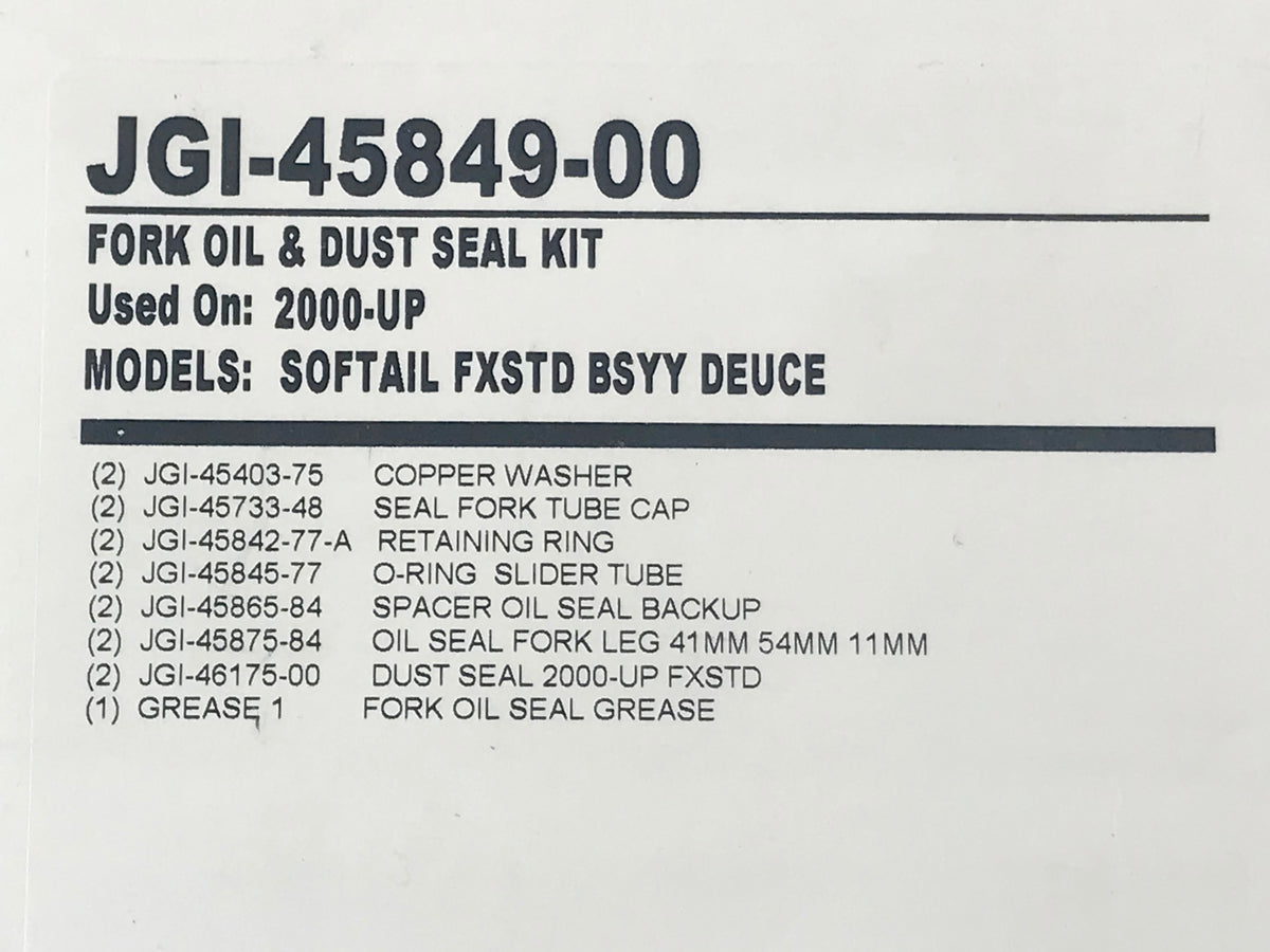 41mm Fork Seal Kit. Fits Softail Deuce 2000-2007.