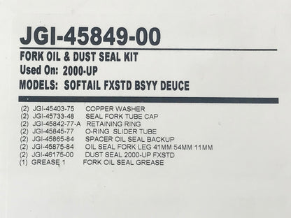 41mm Fork Seal Kit. Fits Softail Deuce 2000-2007.