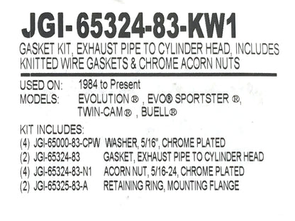 Exhaust Gasket Kit with Race/Screamin Eagle Style Gaskets. Fits Big Twin 1984up & Sportster 1986-2021.