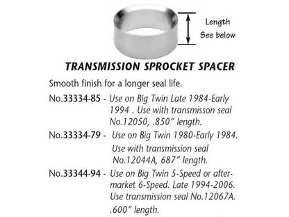 Main Drive Seal Spacer. Fits 5Spd Big Twin Late 1994-2006.