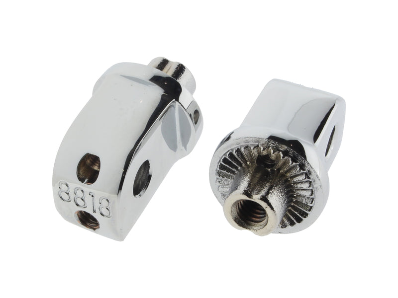 Front & Rear Splined Floorboard Mounts - Chrome. Fits Honda, Suzuki & Yamaha.