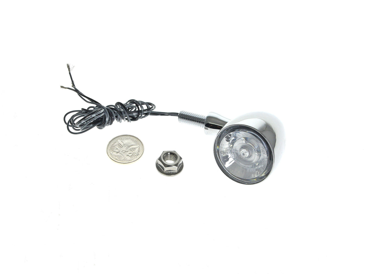Bullet 1000 PL LED Turn Signal - Amber Turn - White Running Light - Chrome.