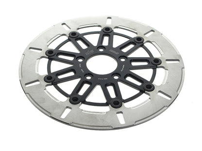 11.8in. Front 9-Spoke Disc Rotor - Polished Band & Black Carrier. Fits Dyna 2006-2017, Softail 2015up, Sportster 2014-2021 & Some Touring 2008up.