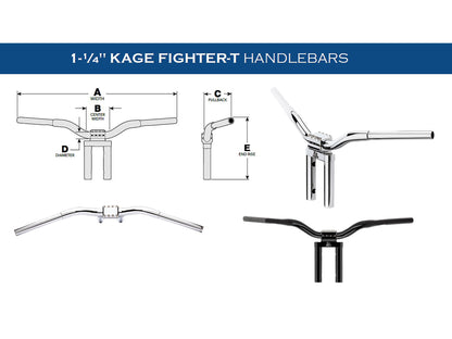 12in. x 1-1/4in. Straight Kage Fighter Handlebar - Chrome.