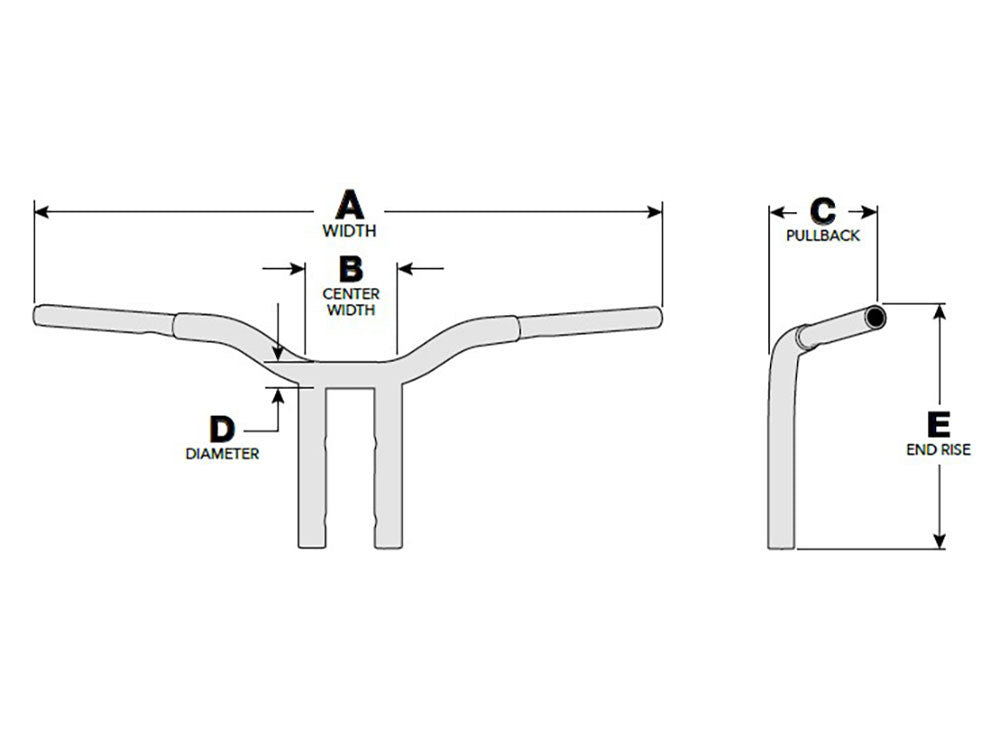 12in. x 1-1/4in. Pullback One Piece Kage Fighter Handlebar - Gloss Black.