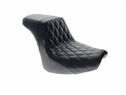 KickFlip Dual Seat with Black Diamond Stitch. Fits Fat Bob 2018-2024