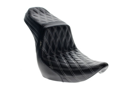 TailWhip Dual Seat with White Diamond Stitch. Fits Sport Glide & Low Rider 2018up & Low Rider S 2020up.
