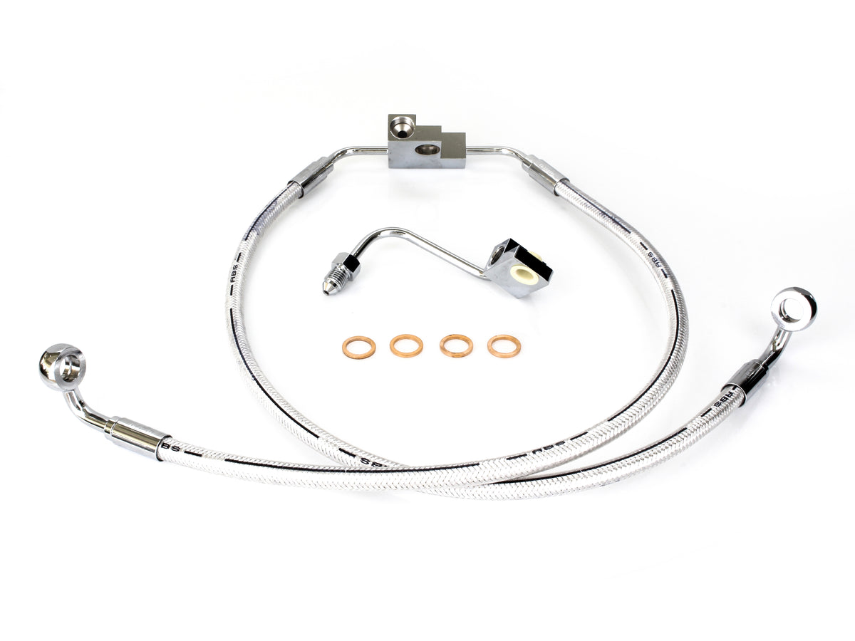 Stock Length Lower Front Brake Line - Sterling Chromite. Fits Dyna Fat Bob 2012-2017 & Dyna Low Rider 2014-2017 & Low Rider S 2016-2017