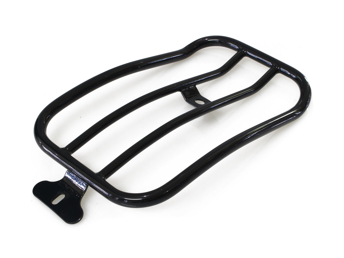 Solo Seat Luggage Rack - Gloss Black. Fits FX Softail 2007-2015 & Cross Bones 2008-2011