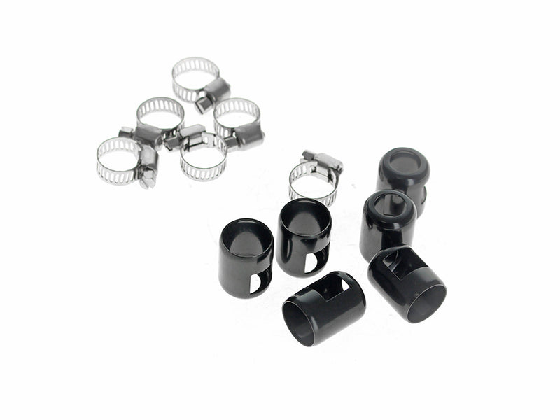 3/8in. Hose Clamp Ends - Black. Pack of 6