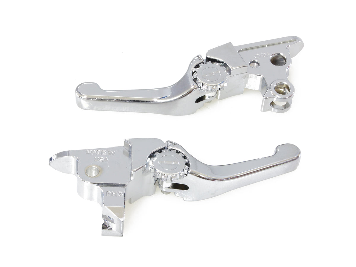 Adjustable Shorty Anthem Levers - Chrome. Fits Touring Most 2021-2024 with Cable Clutch
