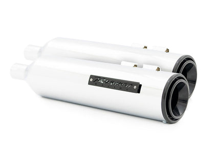 4-1/2in. HP45 Slip-On Short Race Inspired Mufflers - Chrome with Black End Caps. Fits Touring 2017up.
