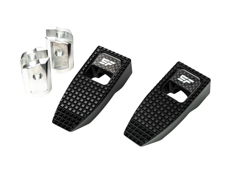 Slim Speed Footpegs - Black. Fits Softail 2018up Front Rider