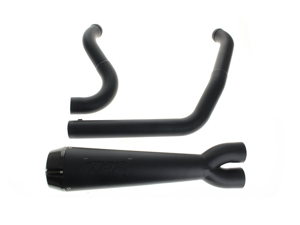 Comp-S 2-into-1 Exhaust - Black with Carbon Fiber End Cap. Fits Softail 2018up with Non-240 Rear Tyre