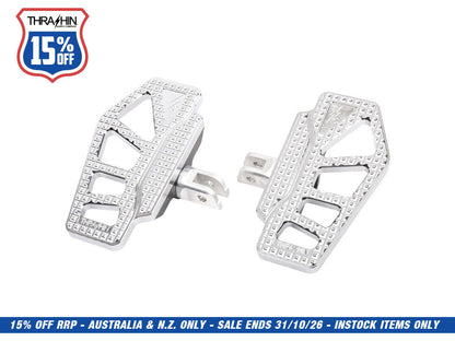 Apex Mini Floorboards - Chrome. Fits Softail 2018up Front Rider